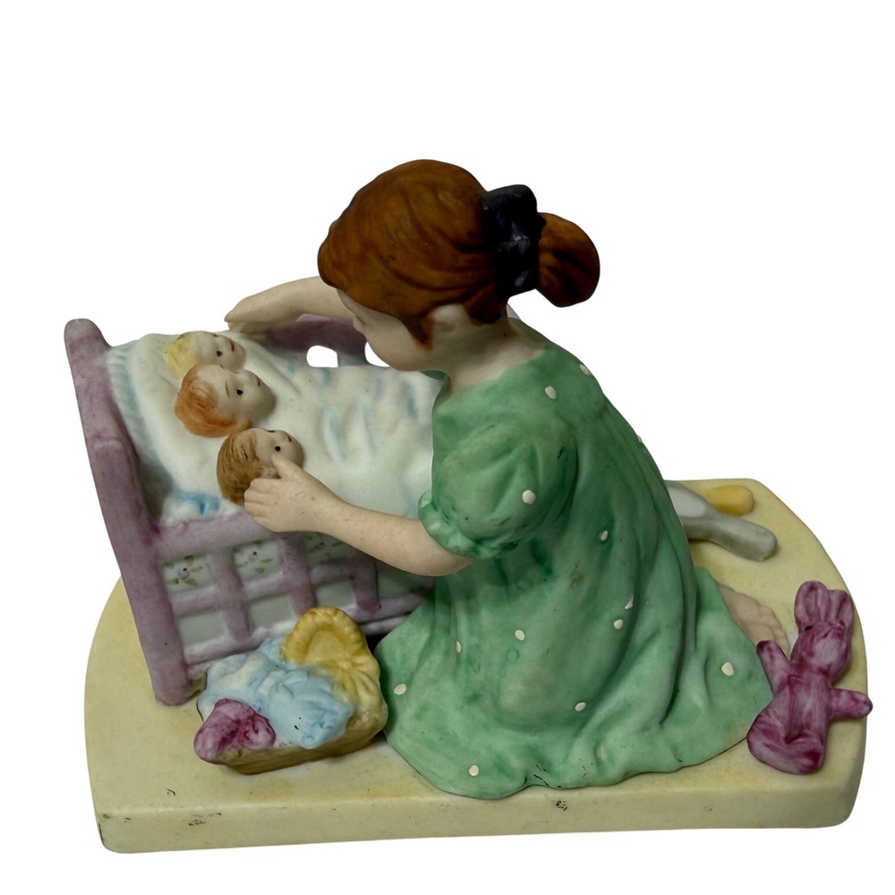 Norman Rockwell Museum Little Mother Porcelain Figurine 1983 Girl with Dolls
